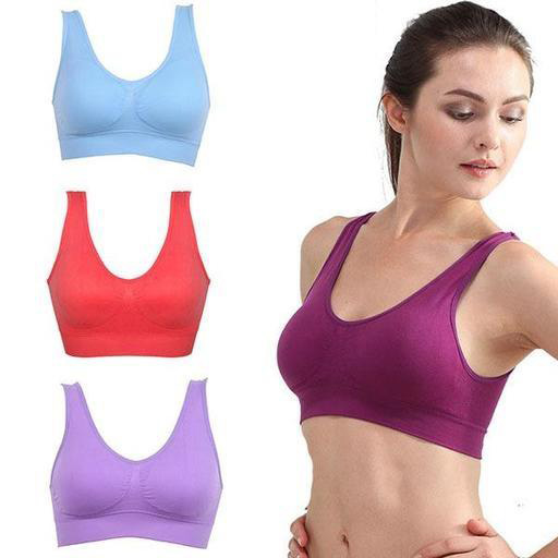 3 Pack Cotton Sports Bra for Women