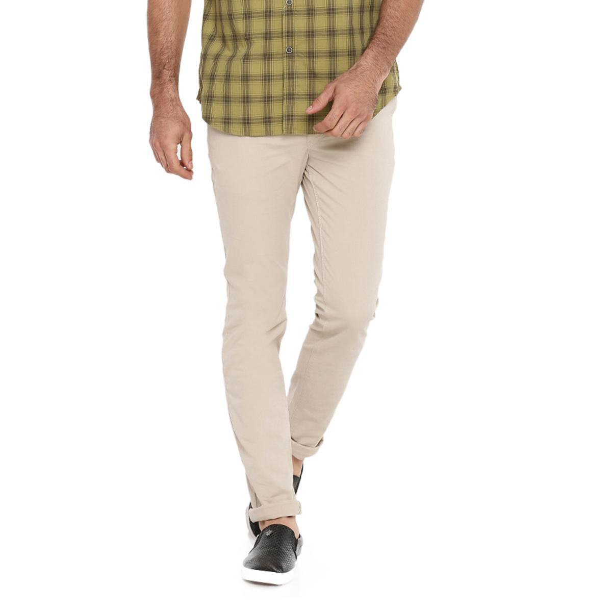 Cream Gabardine Pant For Men: Buy 
