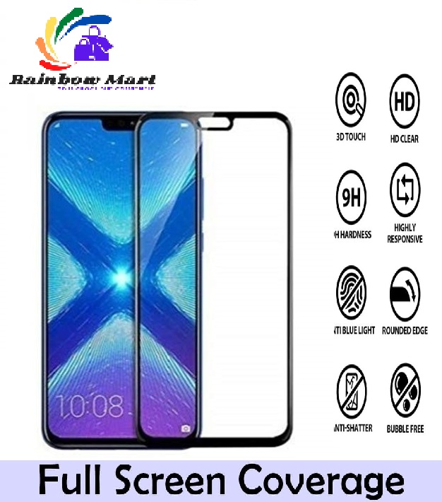 অনার 8x টেম্পার্ড গ্লাস স্ক্রিন প্রোটেক্টর 6d/9d/11d-কালো. 
