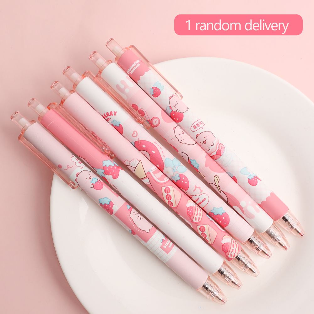 New 1/10Pc 0.5Mm Little Dinoaur Cartoon Gel Pen Preing Pen Roller Ballpoint Pen Cute Pink tationery Bullet Head ignature Pen tationer. 
