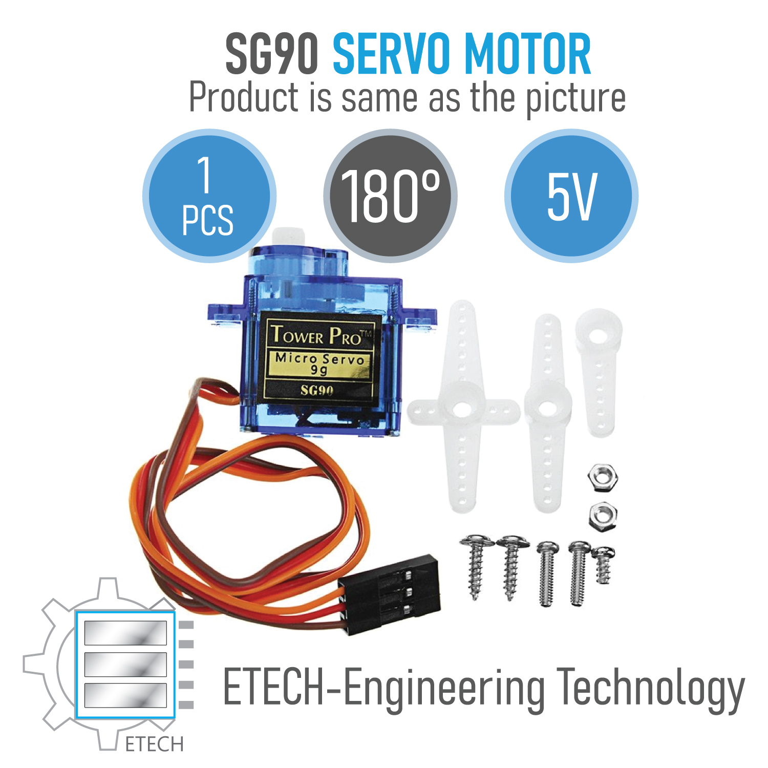 Servo Motor SG90 Servo Motor 180 Degrees 9G Micro Servo Motor for RC Helicopter, Airplane, Robotics Project
