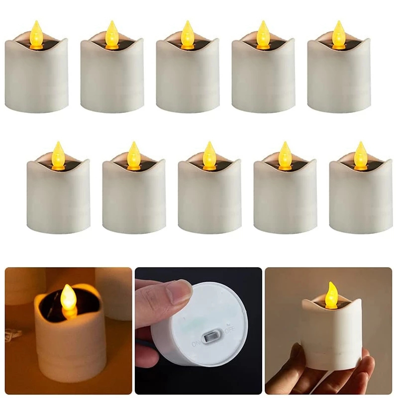 6 Pcs Solar Lantern Tea Lights Candles - Rechargeable Flickering ...