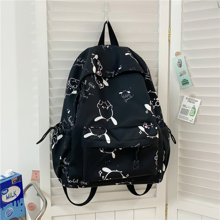 2023 New Graffiti Print Backpack Female Korean Version Trend High School College Student School Bag Junior High School Student Casual Back