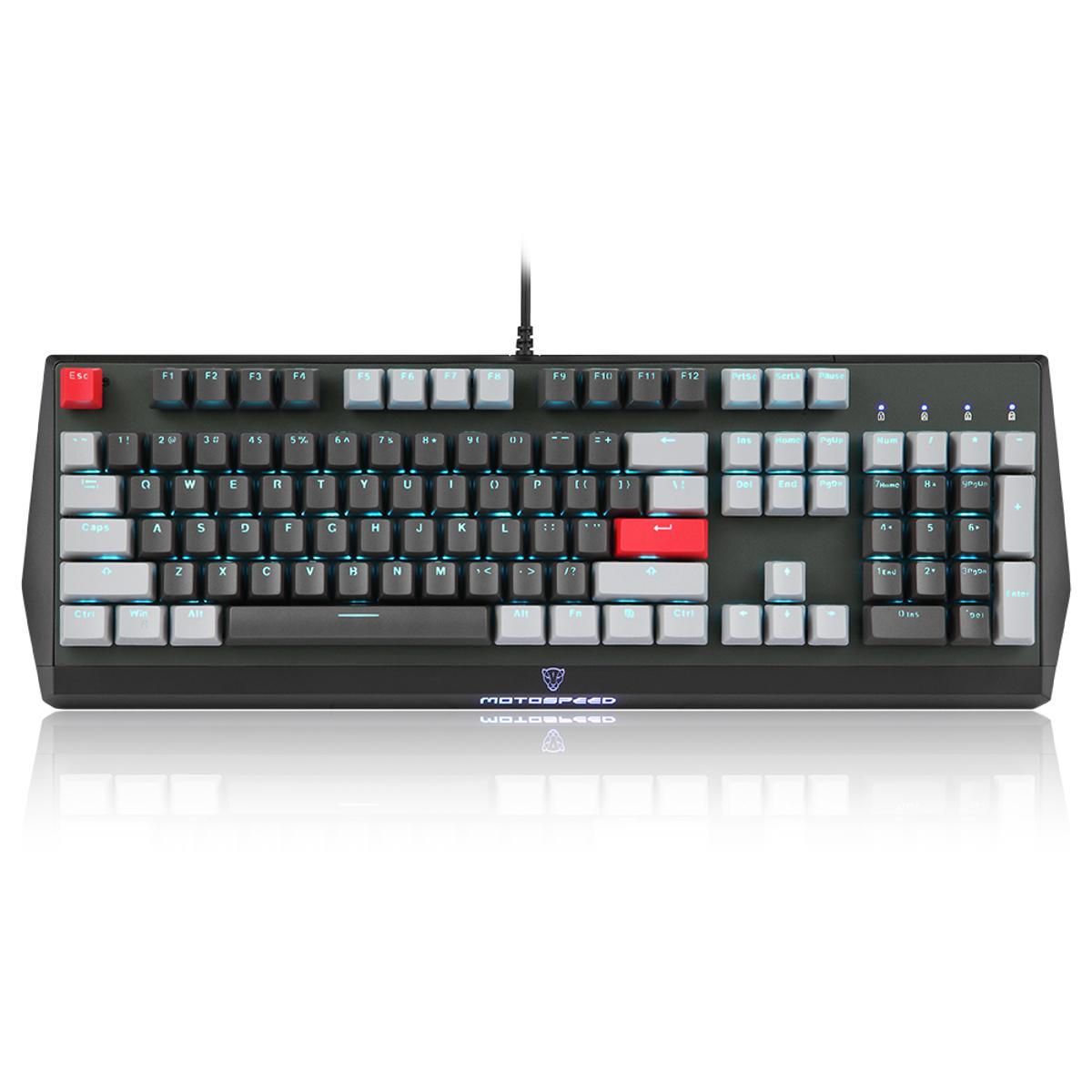 Motospeed CK74 104 Keys Wired Gaming Keyboard Monochrome Optical Axis Mechanical Keyboard Support N-key Rollover