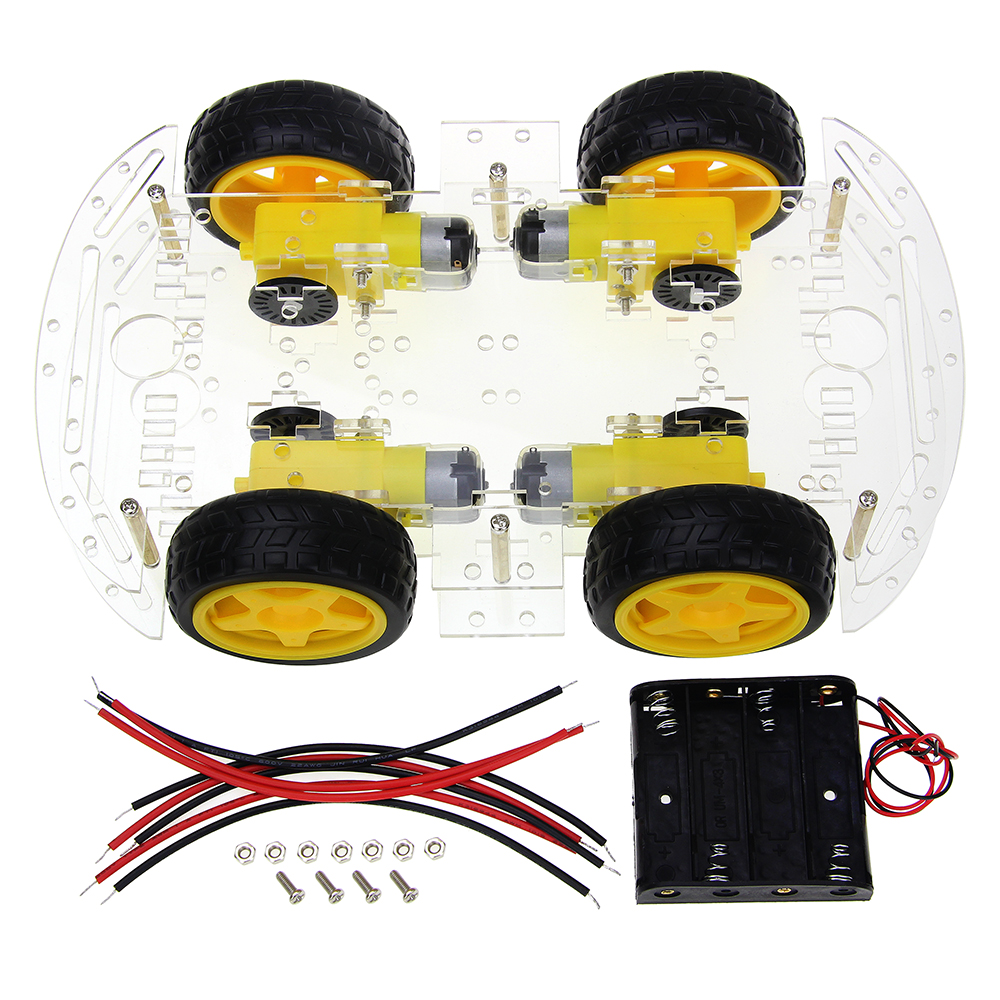4WD Smart Robot Car Chassis 4WD Kit Multi-Functional 4WD Smart Robot Car Double Layer Acrylic Chassis Plate 26cm Kit Without Battery Holder For Arduinos Uno R3 Electronics Circuitry & Parts. 