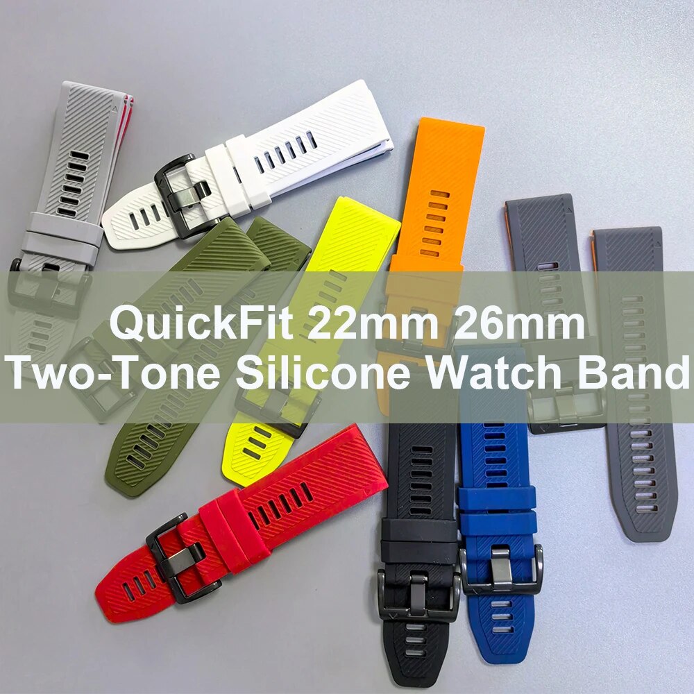 QuickFit 22mm 26mm Silicone Watch Band For Garmin Fenix 5 5X 6X 7 7X Pro/Epix Pro (Gen 2) TACTIX/Mk2 Mk2i G1/MARQ/Enduro 2 Strap. 