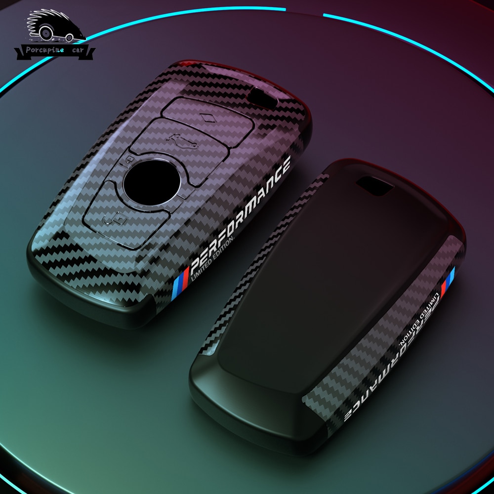 PC Carbon Fiber Style Car Key Case Cover Shell Fob For BMW X3 X5 X6 F30 F34 E60 E90 F10 E34 E36 F20 G30 F15 F16 1 3 5 7 Series. 