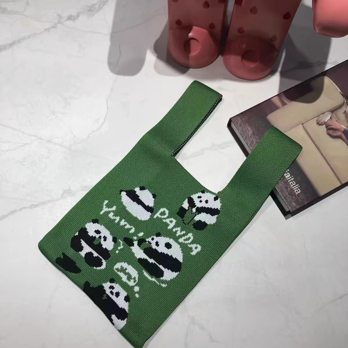 2023 back panda new product large and versatile student large capacity quartle bag shoulder bag knitted bag hand bag factory. 