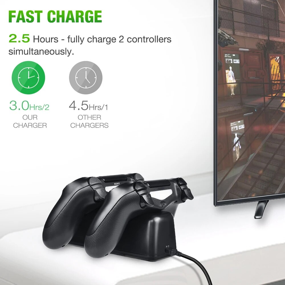 Dual Controller Charger For PS4 Slim Pro USB Fast Charging Dock Station with LED Indicator For Playstation 4 Dualshock 4 Gamepad. 