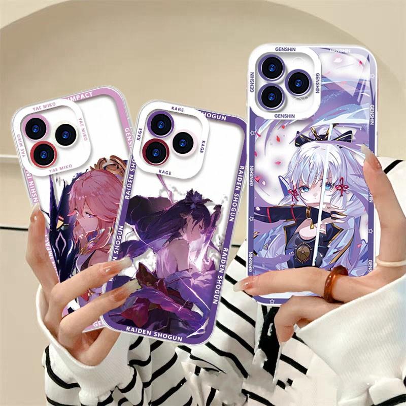 Casing For iPhone 6 7 8 Plus 6S XS XR SE 14 PRO MAX Cellphone Case Genshin Impact Beelzebul Raiden Ei Yae Miko Wanderer Soft Shockproof Anti-falling Silicone TPU Transparent Protection Anime Cartoon. 