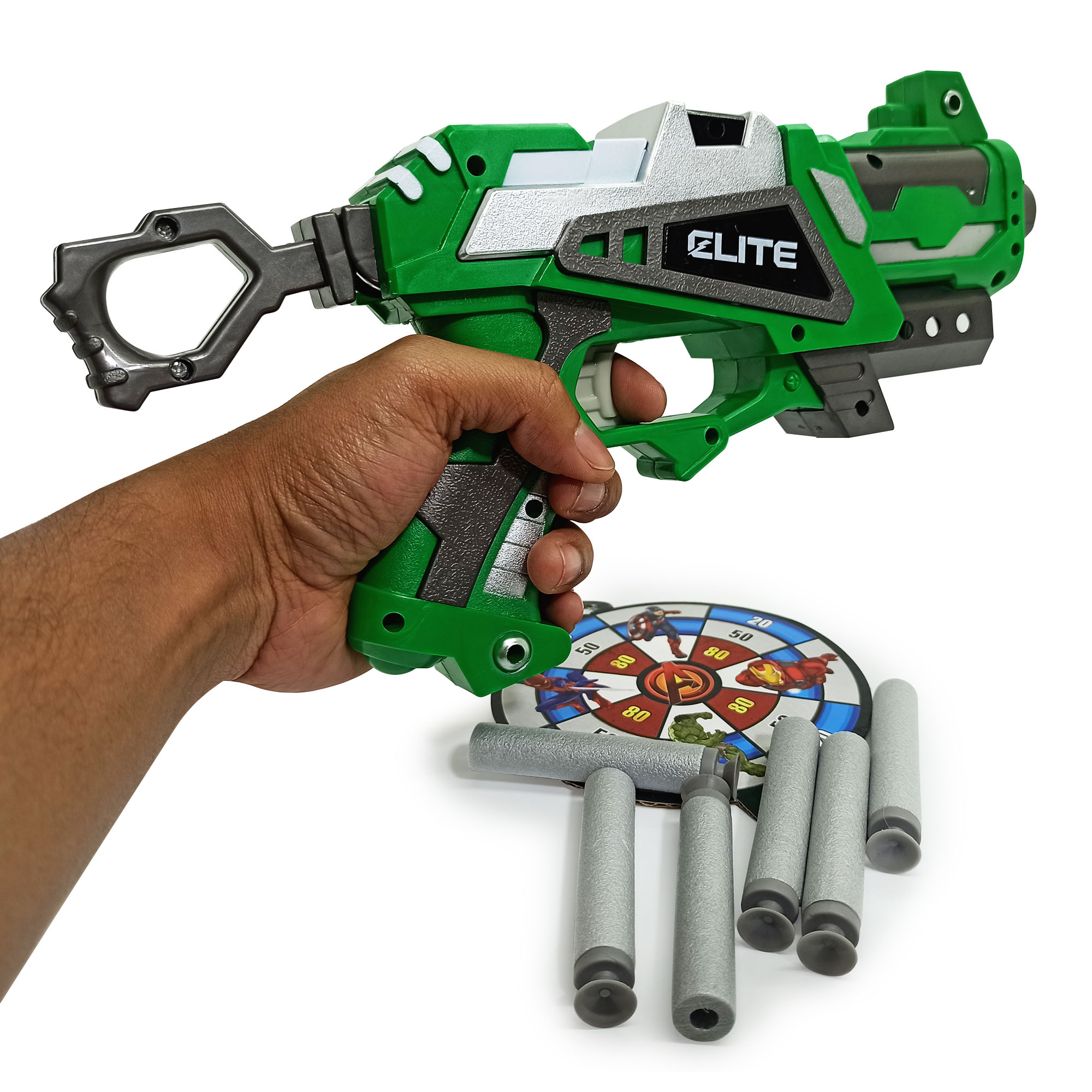 Nub Inspired Avenger’S Super Hero Captain- America Plastic Soft Blaster Toy Gun With Suction Target Board