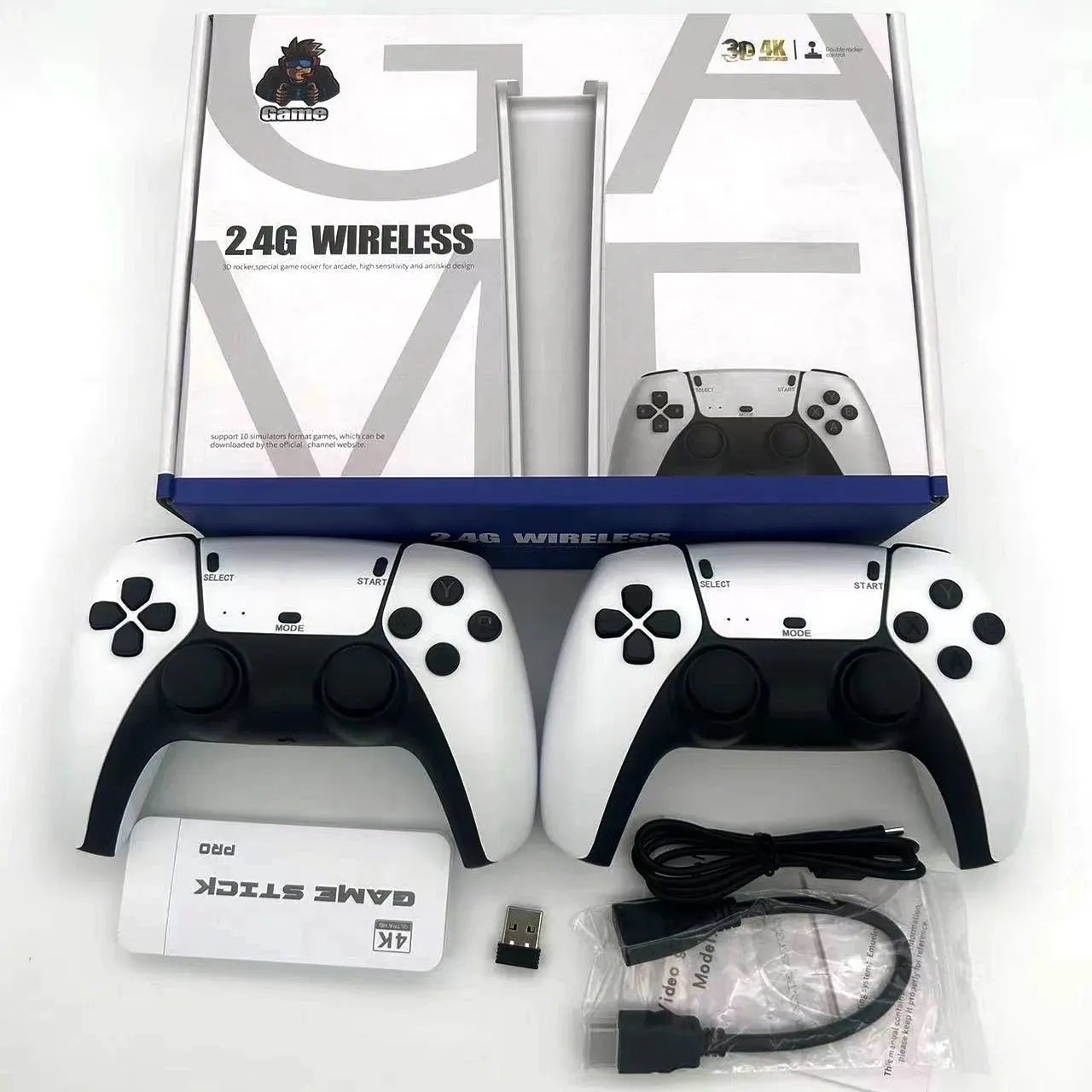 M15 4K Pro Game Stick 64G 30000 Video Game Console 2.4G Double Wireless Controller 4K Retro Game TV Stick Retro Classic Games. 