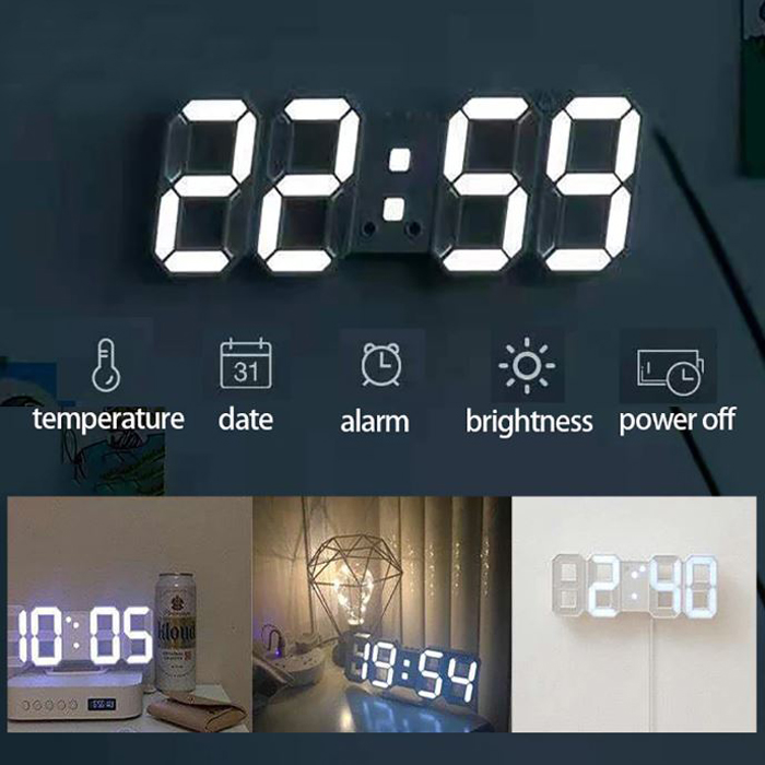3D Display LED Digital Clock Electronic Clock Wall Hanging & Desk Clock. 