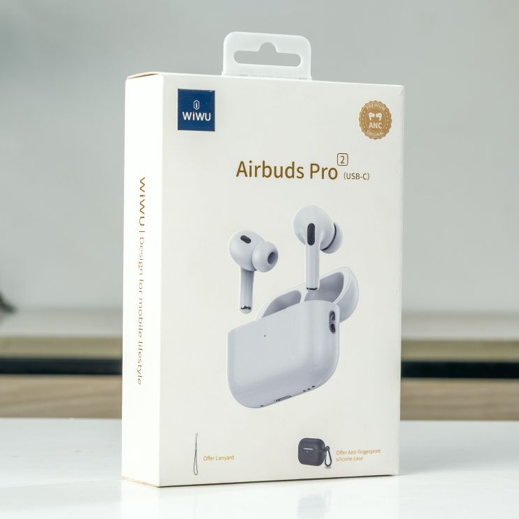 WiWU Airbuds Pro 2 ANC Wireless Earbuds TWS Noise Cancelling Bluetooth 5.3 Stereo Mode Up to 5 Hours Play USB Type C harging Version Earphones (Gen 2). 