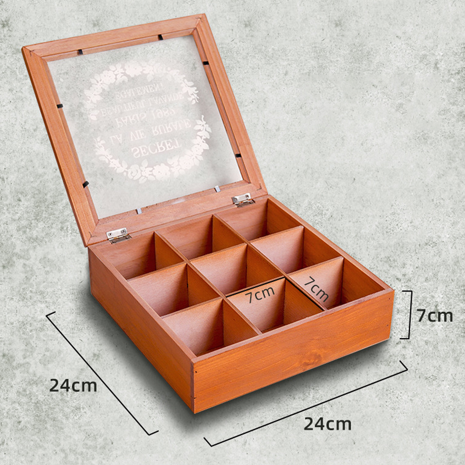 Stash Box Multi-grids Large Capacity Wood Storage Chest Treasure Case for Home. 
