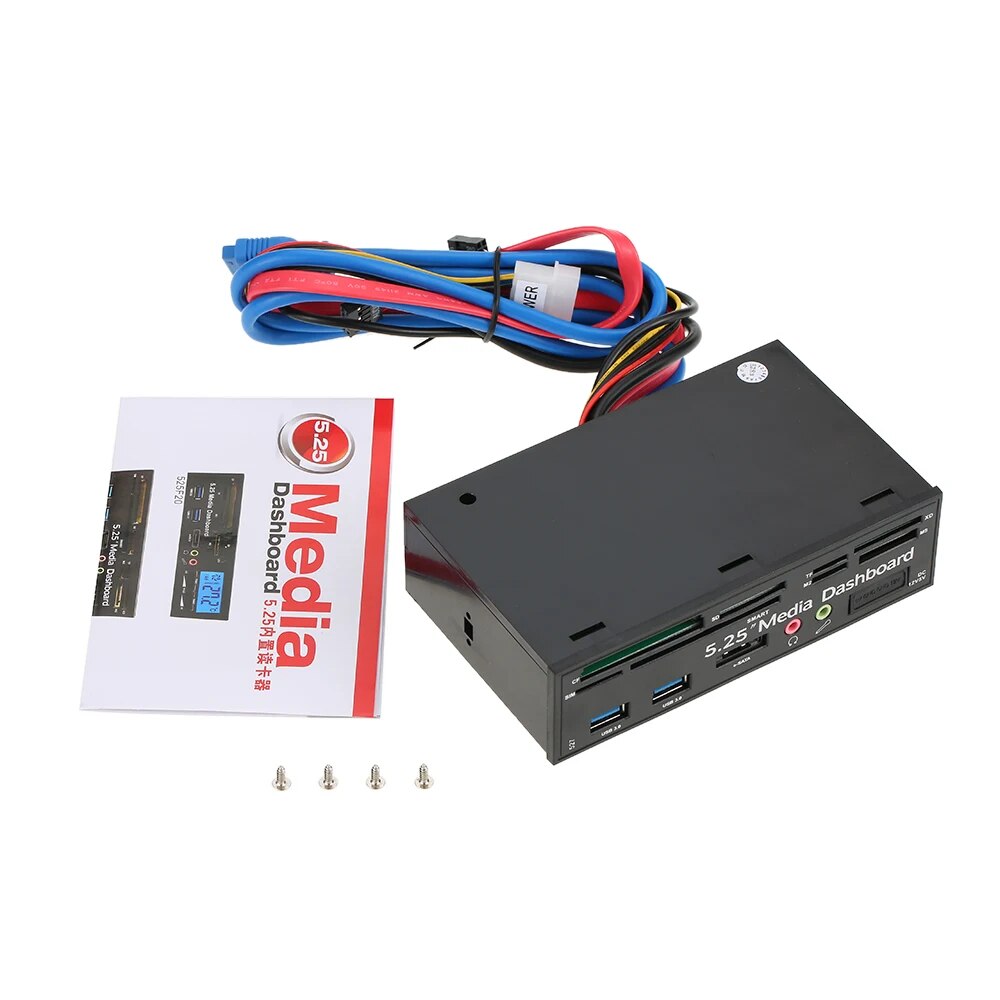 Multi-Function USB 3.0 Hub eSATA Port Internal Card Reader Dashboard Media Front Panel Audio for SD MS CF TF M2 MMC Memory Cards. 