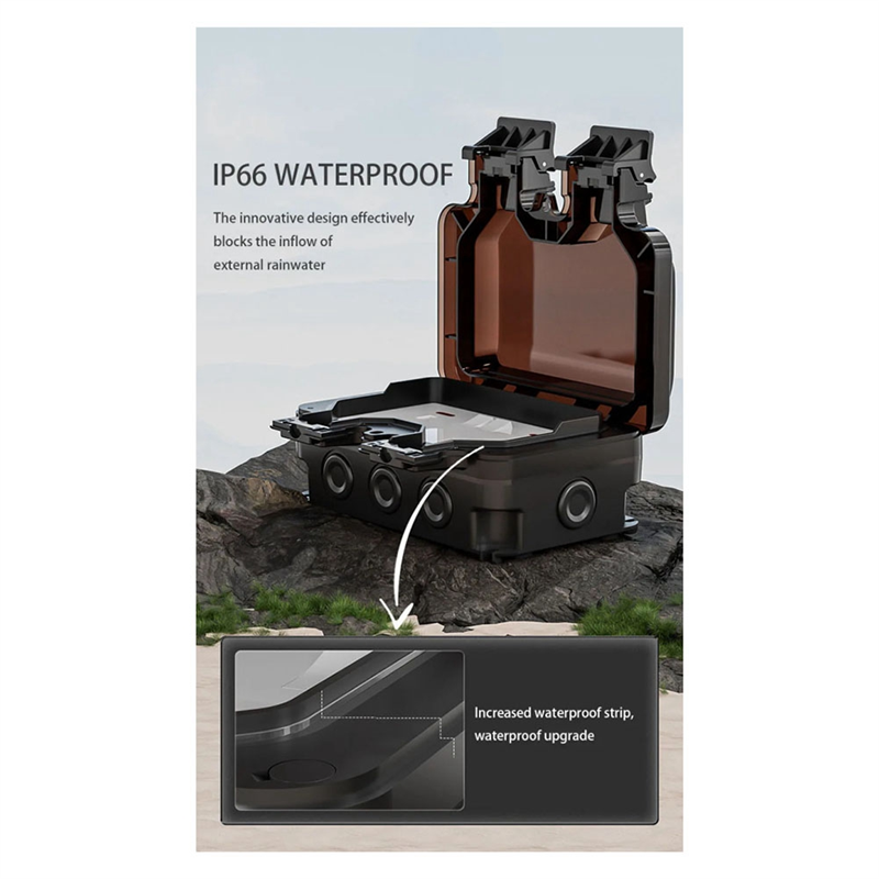 IP66 Waterproof Socket 220V Black Wall Plug Power with Built-in Switch Electrical EU Home Appliance(A) Easy Install Easy to Use. 