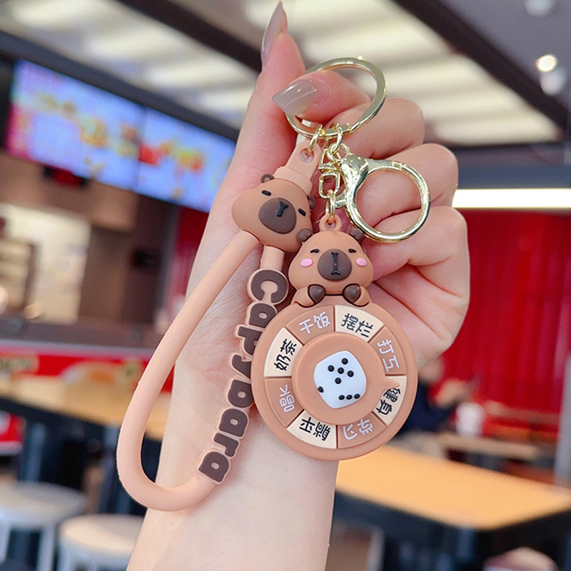 1PC PVC Simulation Capybara Rodent Pendant Capybara Spinning Happy Panda Spinning Wheel Keychain Cute Anime Keyring Fayshow. 