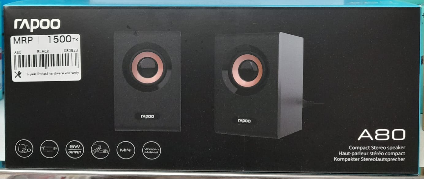 Rapoo A80 20 Multimedia Compact Stereo Speaker best price in BD. 