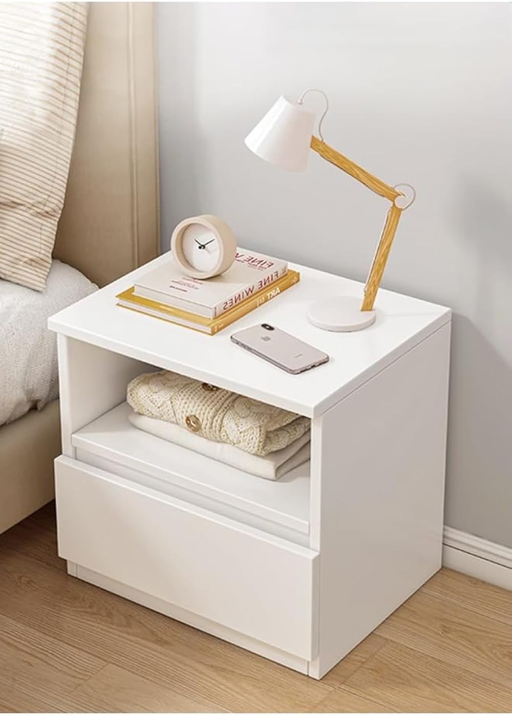 Beauenty Bedside Table Wood End Table Side Table Bedside Storage Cabinet Nightstand With Drawer for Bedroom Living Room Dormitory,18/16