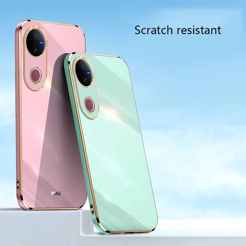 Biruiqu for VIVO V50 VIVO T4R Back Cover Luxury 6D Plating Frame Shiny Bling Phone Pounch Soft Silicone Square Phone Case. 