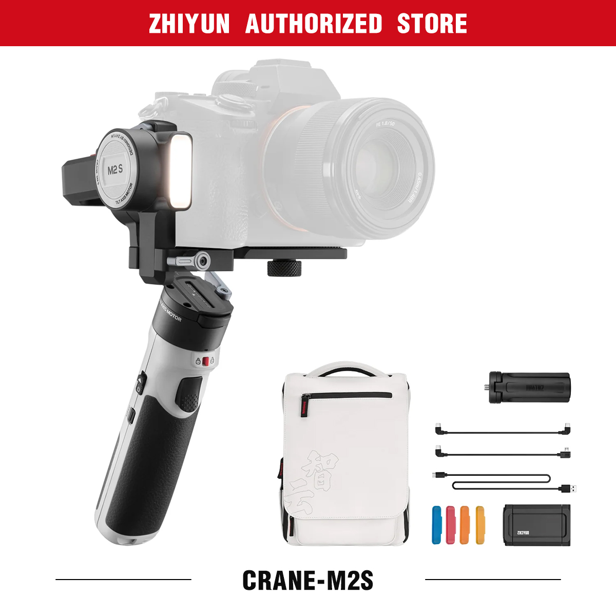 ZHIYUN Crane M2S Combo 3-axis Gimbal Stabilizer for Action Camera Smartphone Gimble for Sony A6600/A6500/A6400 A7C Canon EOS R