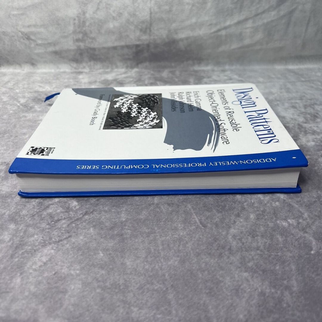 Design Patterns: Elements of Reusable Object-Oriented Software  by Erich Gamma , Richard Helm , Ralph Johnson , John Vlissides , Grady Booch (Foreword) , First Edition. 