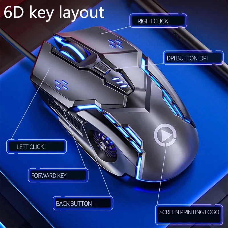 Leyoya G5 Gaming Mouse 7 Color Backlight USB Wired Silent Mouse For Gamer 3200 Dpi Mice For PC/Laptop Windows 7/8/10/XP Vista Linux. 
