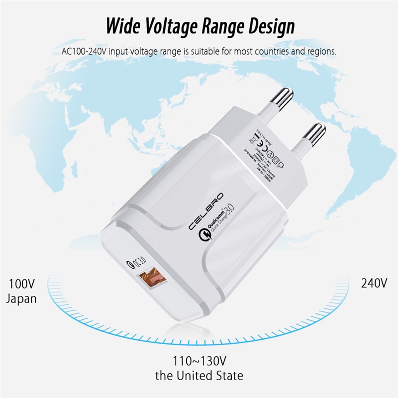 【happy one】18w fast charger QC 3.0 Quick charging wall Charger for xiaomi mi A3 mix 2s max 3 pocophone A2 NOTE 3 6x 8 Power adapter. 