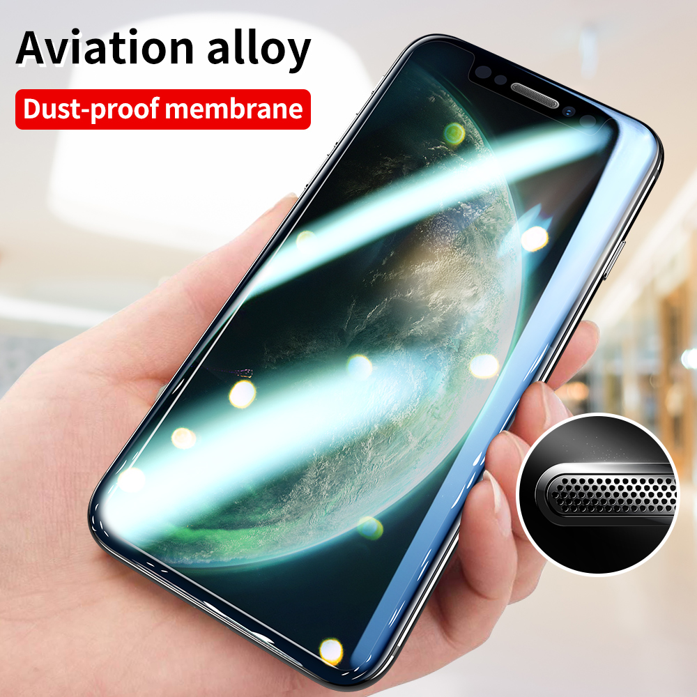Smart Devil Dust Proof 9D Tempered Glass For Iphone 11 12 13 Pro Max Full Cover X / Xr Xs Screen Protector Protective Film. 