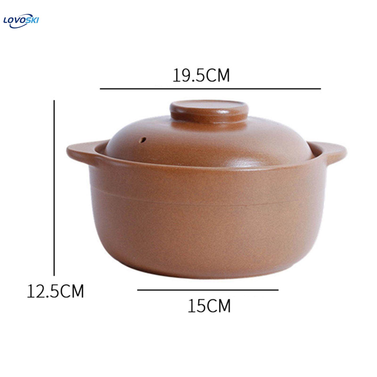 Clay Pot with Lid Binaural Handle Cooking on Stoves Top Earthen Cooking Pot. 