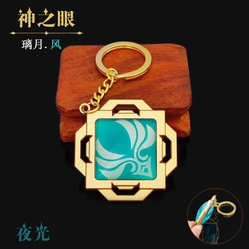 Game Genshin Impact Vision Lnazuma Ganyu Keqing Geo Wenti Xiao Zhongli Keychains Luminous 7 Element Equipment Vision Toy KeyRing. 