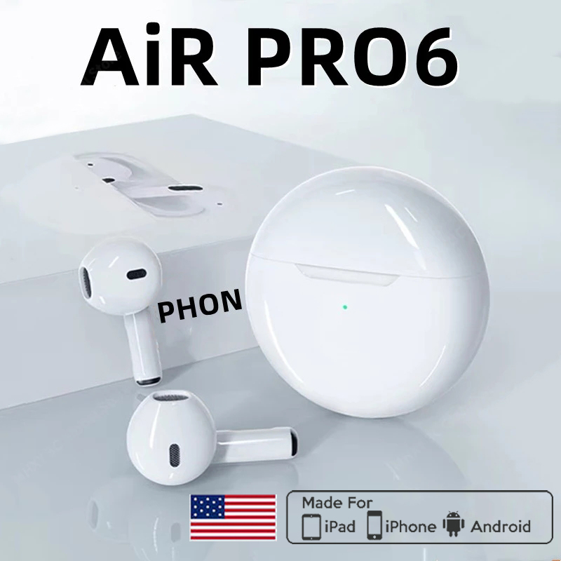 Air Pro 6 TWS Original High Quality Wireless Bluetooth Binaural Stereo Gaming Music Sport Earbuds for Apple IPhone Xiaomi Huawei