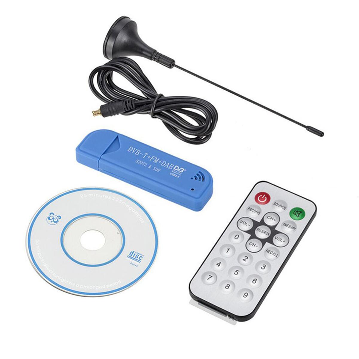 Digital TV Receiver Stick USB 2.0 Digital DVB-T SDR+DAB+FM HDTV TV Tuner Receiver Stick RTL2832U+R820T2 w/Antenna Remote Control