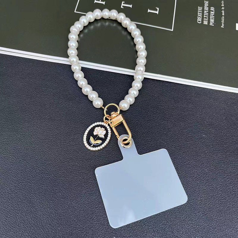 Little fragrance pearl bracelet glass bead handchain DIY mobile phone case gasket keychain luggage accessories pendant female