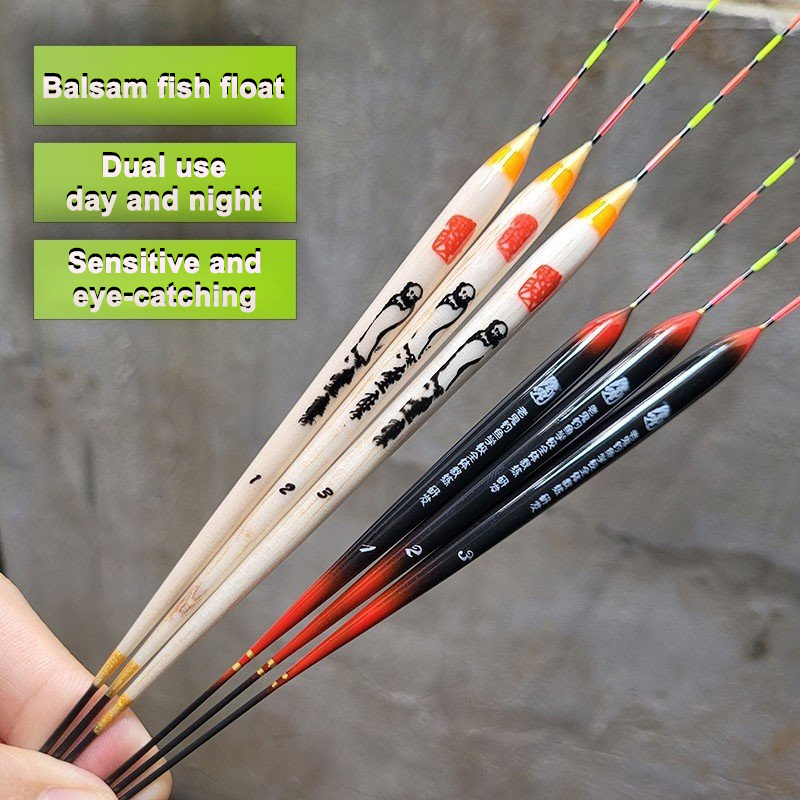 Balkan Wood Floating Fish Float Eye-Catching Crucian Carp Thicker Sensitive Eye-Catching Day And Night Dual-Use Fengshi