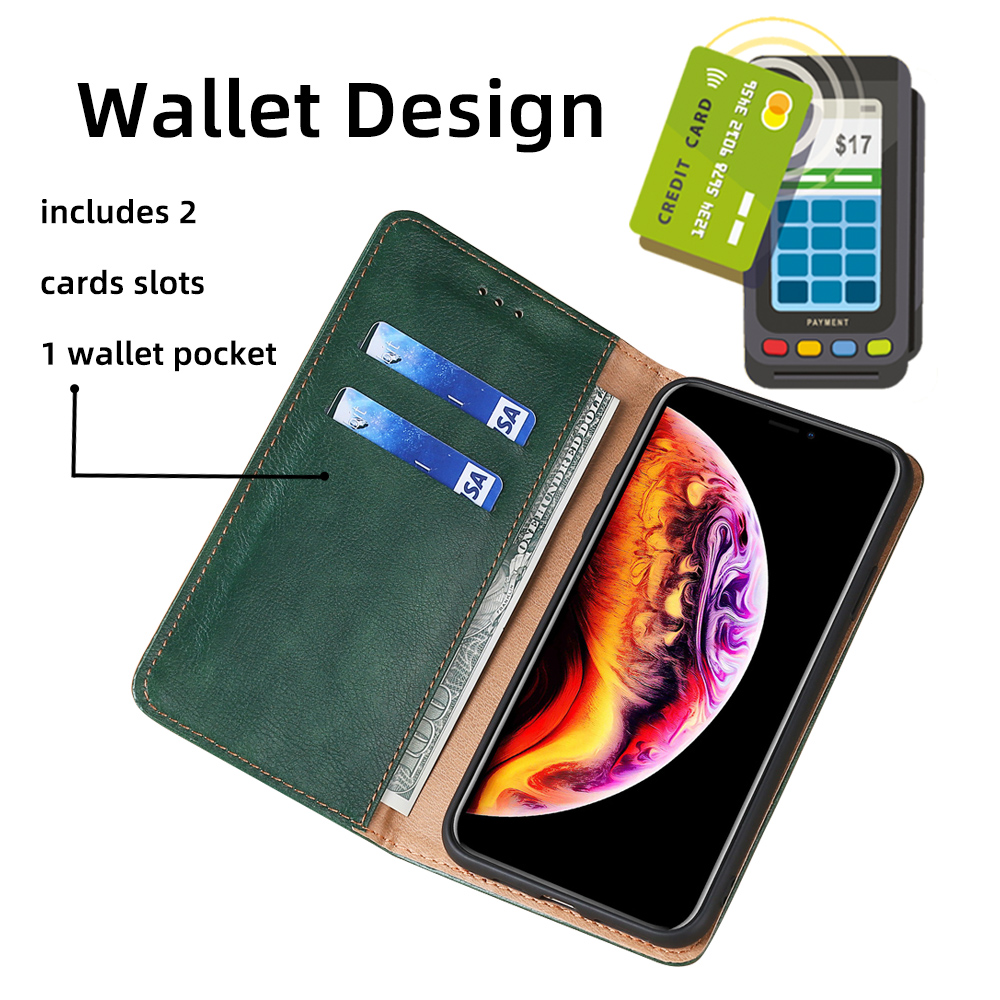 For Apple iPhone XR Phone Case Luxury Retro Wallet Case With Credit Card Slots Stand Magnetic Leather Flip Cover. 