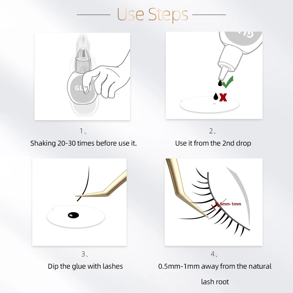 NAGARAKU Eyelash Glue Makeup Grease Proof False Eyelash Glue Quick Drying Waterproof Greaseproof Non Irritation Low Odor. 