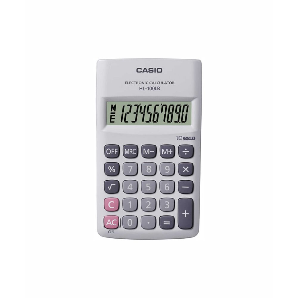 Casio HL100LB Battery Powered Basic Calculator - Grey. 