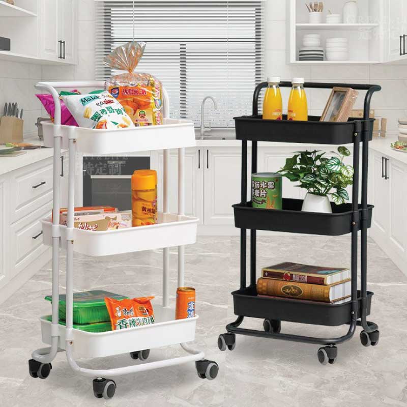 3 Layer Kitchen Cabinet Kitchen Rack Kitchen Trolley Kitchen Storage Rack Dapur Rack Memasak Beroda With Wheels Durable. 