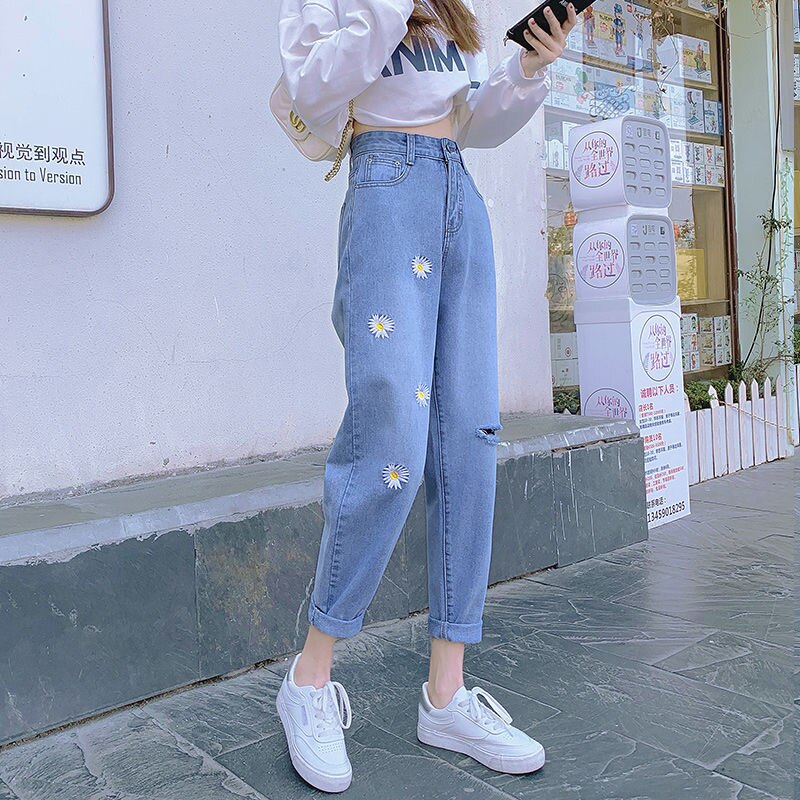 Ladies denim trousers 2021 new high 