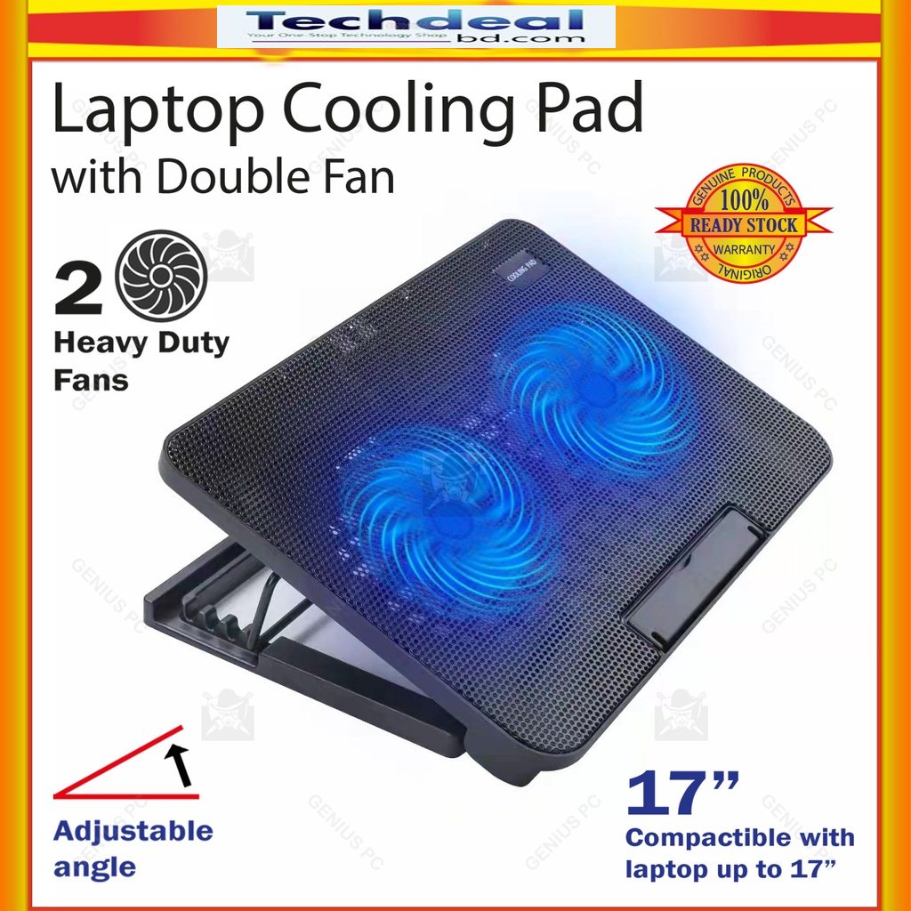 LED Lighting Adjustable Angle USB Laptop Cooler Fan Cooling Stand Bracket Base 2 Cooling Fan Laptop Cooling Pad Notebook Stand. 