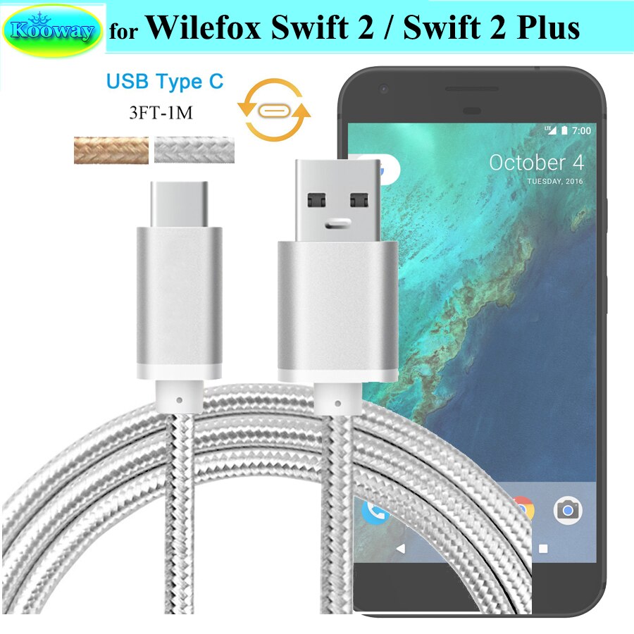 【Hey my home】1M Aluminum USB Type C Sync Charger Cable for Wileyfox Swift 2, 2 Plus Type C 3.1 Charging Cable. 