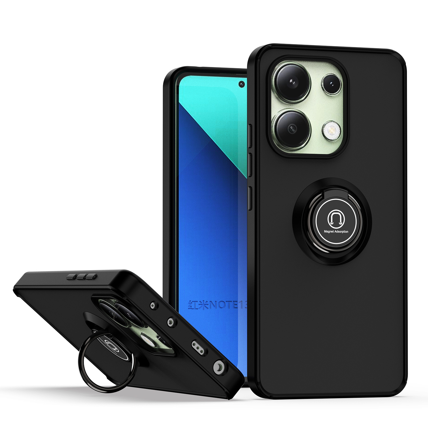 lthmy for Xiaomi Redmi Note 13 Pro 5G case ring Holder Kickstand Matte Back Soft Bumper Hybrid Protective Cover case. 