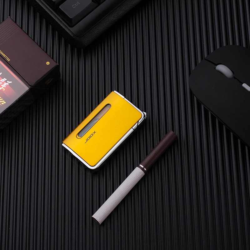 Ultra-thin Windproof Mini Inflatable Lighter Metal Gas Lighter Refillable Butane Cigarette Lighter Red Flame. 