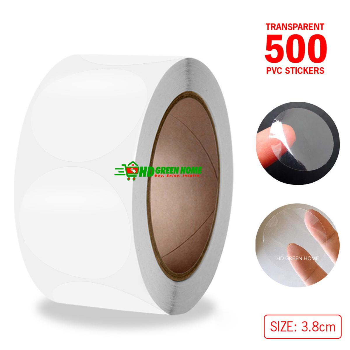 500 pcs x 3.8cm Round Clear PVC Sticker Dot Transparent Package Box Seal Labels Stickers. 