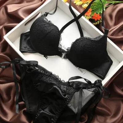 Women Lace Push-Up Front Buckle Underwear Lingeries Bra Sets 32-36B