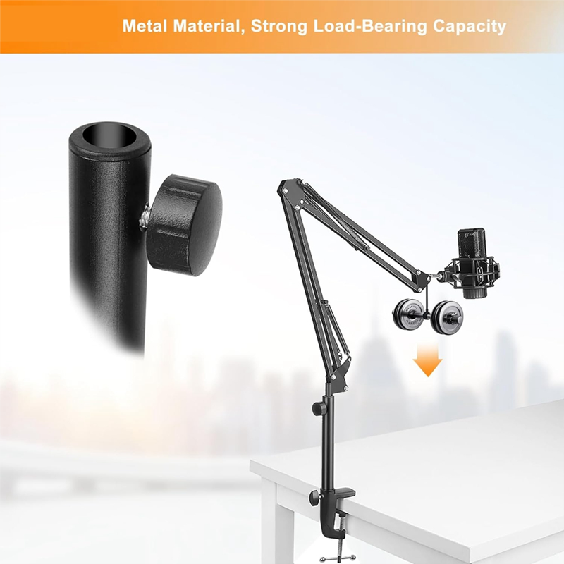 Microphone Boom Arm Extension Tube, Mic Stand Extension Riser for Microphone Suspension Boom Scissor Arm Stand Holder Easy Install Easy to Use. 