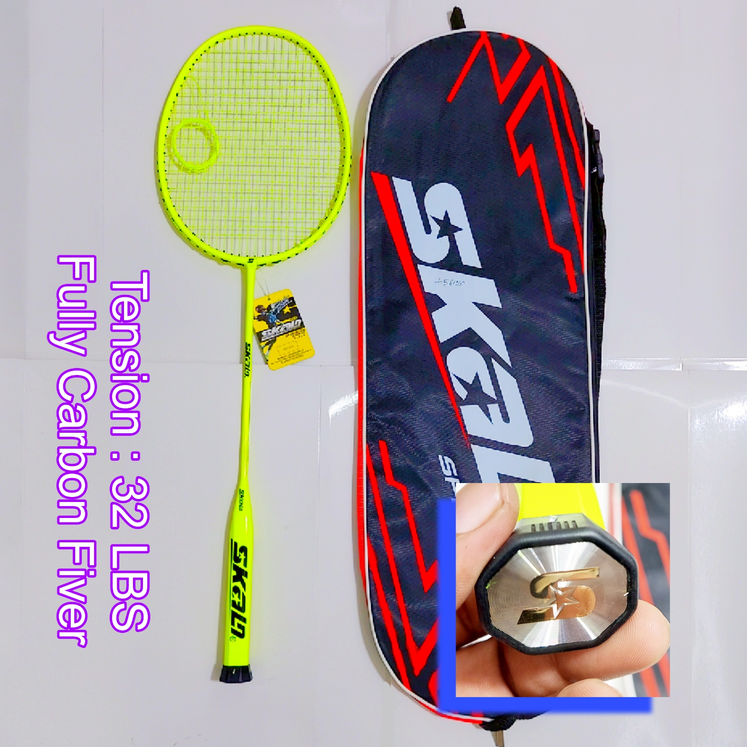 Skalo Badminton Racket String Tension 32 LBS Mashing Gadding Fully complete Racket. 