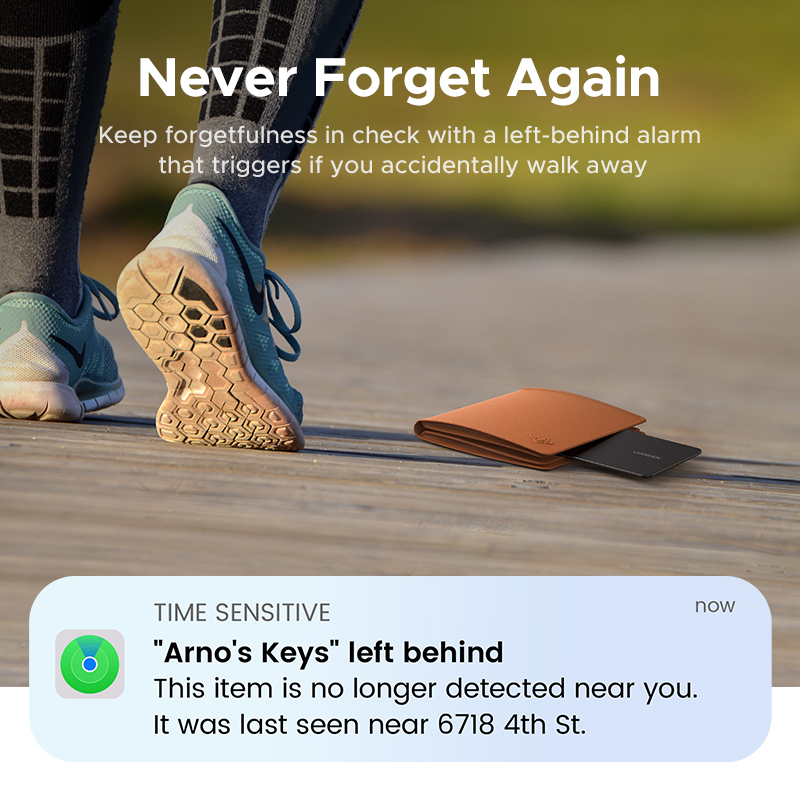UGREEN IOS Smart Finder FMN Anti-lost Device Card-type Lithium Battery Rechargeable FMN certified for Apple Black. 